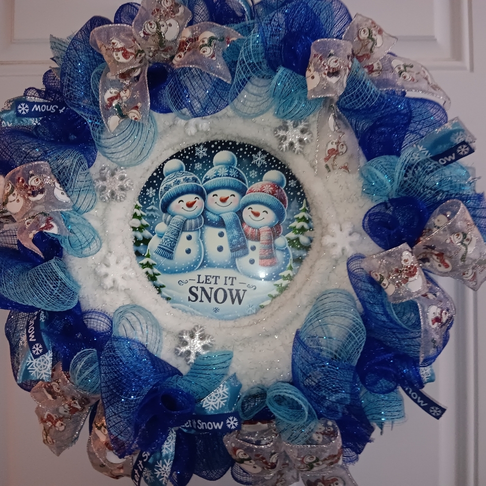 Handmade Snowman Snowflake Wreath